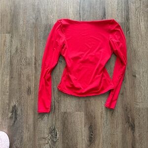 Elegant Red Long Sleeve Women's Top